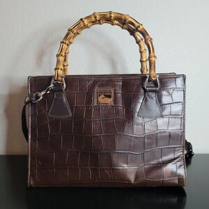 Dooney and Bourke Bamboo Handle Croc Satchel